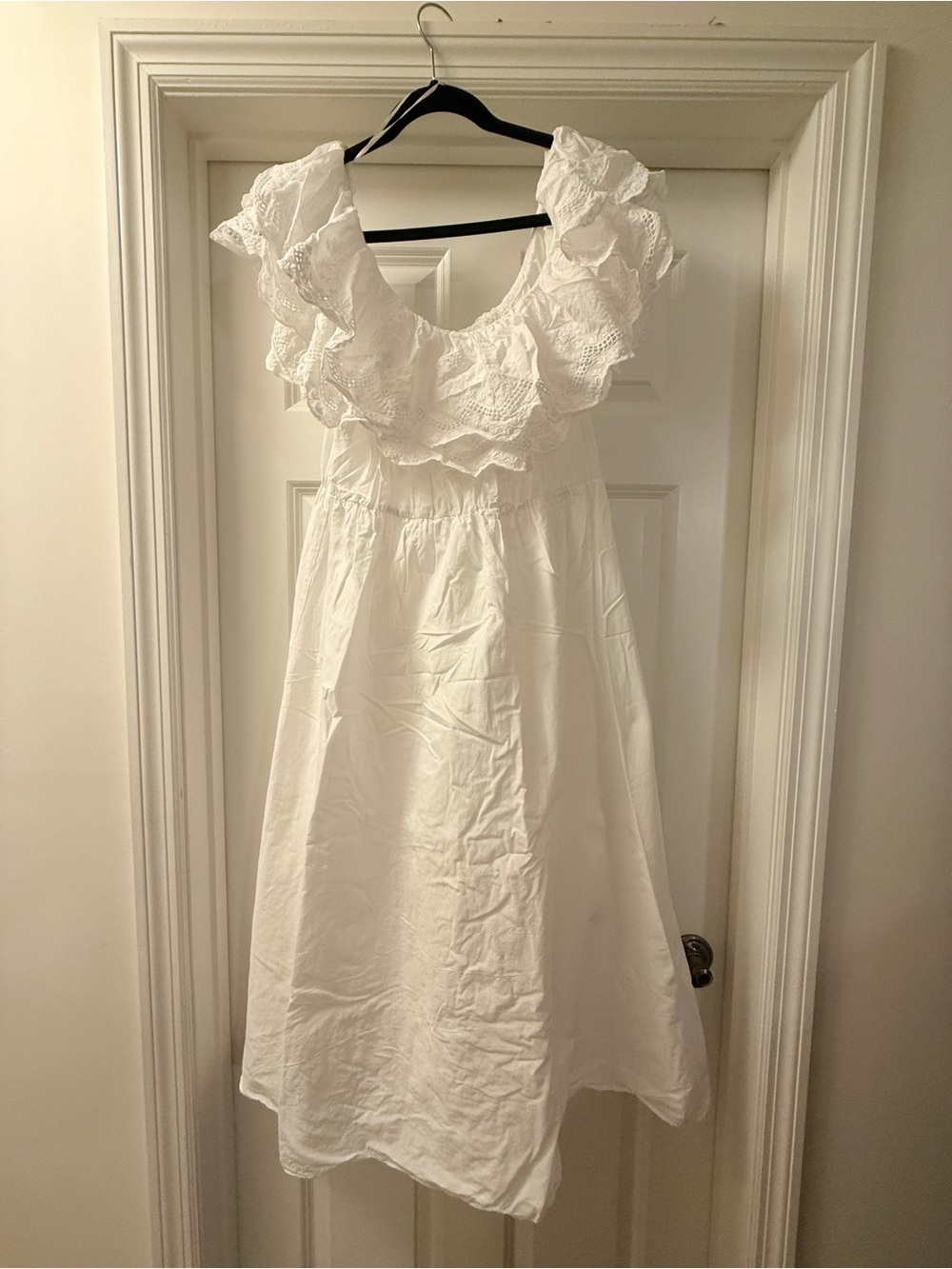 H&M Ruffle-Trim with Eyelet Maxi Dress